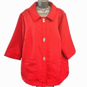 Maggie Barnes Red Ladies Jacket w/ 3/4 Sleeves and 2 Pockets 1X 18/20
